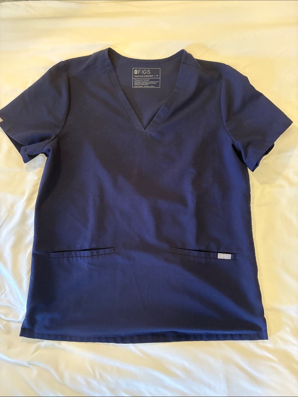 Figs Navy V-Neck Medical Scrub Top